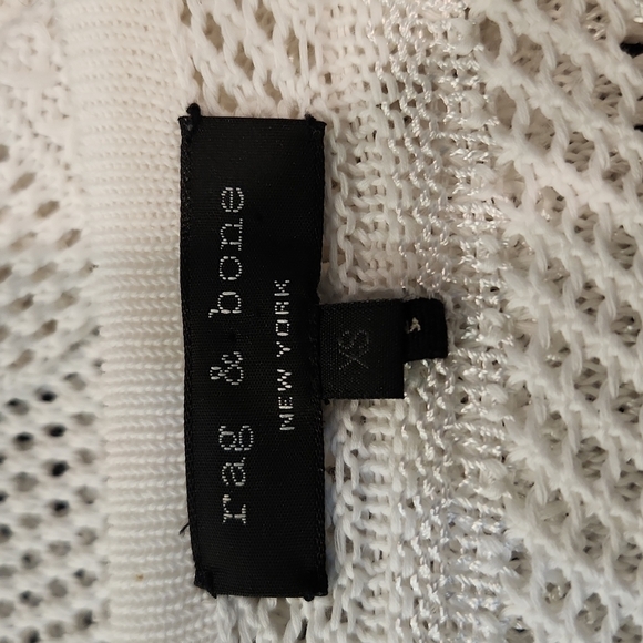 Rag & Bone Cassie Women's Deep V Neck Pattern Stripe White Slim Fit Sweater - Picture 6 of 7